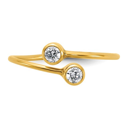 14K Gold Filled Bezel Set CZ Adjustable Ring