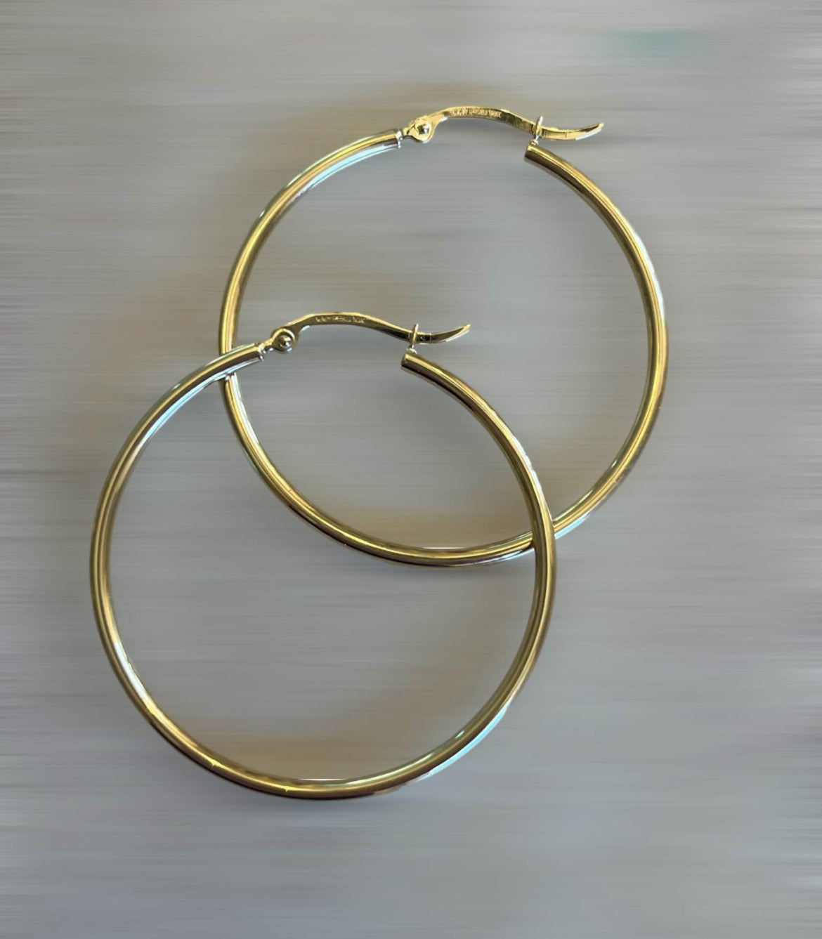 10K Gold Hoop Earrings-44mm long