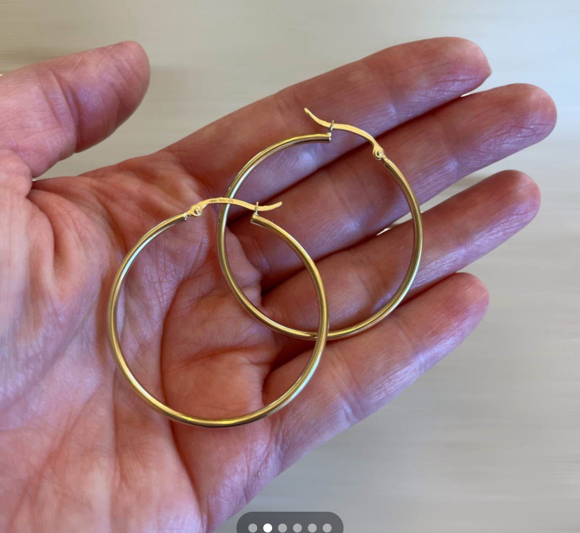 10K Gold Hoop Earrings-44mm long