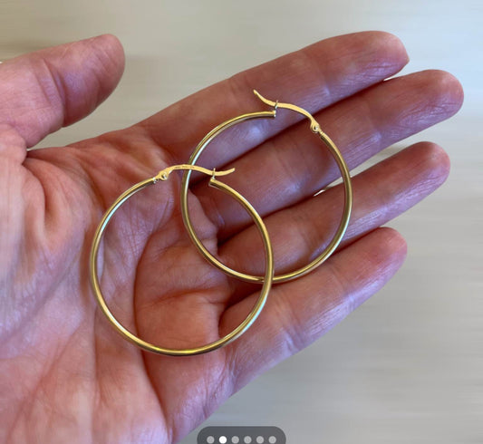 10K Gold Hoop Earrings-44mm long