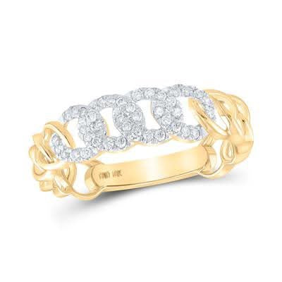 10k Gold Diamond Curb Link Ring - 1/6 Cttw