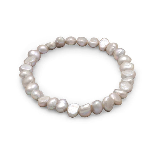 Cultured Freshwater Pearl Silver Stretch Bracelet