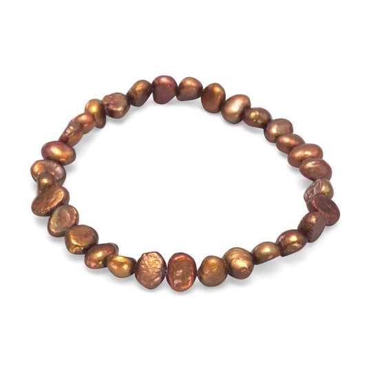 Freshwater Pearl Cultured Stretch Bracelet - Bronze