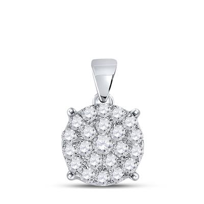 10k Gold Diamond Cluster Pendant--3/4 Cttw