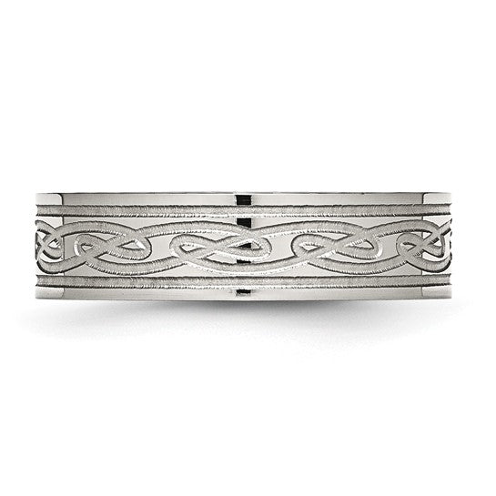 Men's 6mm Stainless Steel Ring with Celtic Knot Design