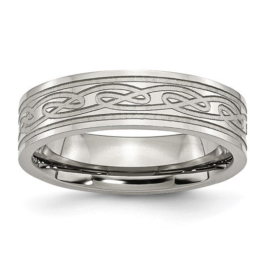 Men's 6mm Stainless Steel Ring with Celtic Knot Design