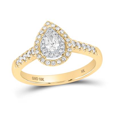 Diamond Engagement Ring 1/2 Ct tw Pear-Shaped Halo 10k Gold