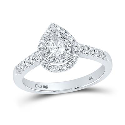 Diamond Engagement Ring 1/2 Ct tw Pear-Shaped Halo 10k Gold