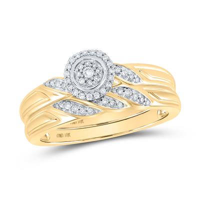 Diamond Wedding Ring Set 1/6 Ct tw Round 10k Yellow Gold