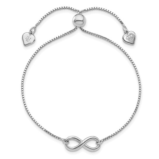 Sterling Silver Rhodium-Plated Infinity Adjustable Bracelet