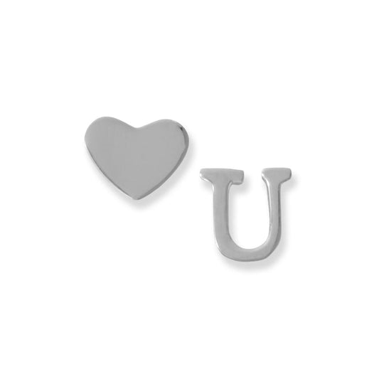 “Heart” U Stud Earrings - Sterling Silver