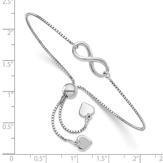 Sterling Silver Rhodium-Plated Infinity Adjustable Bracelet