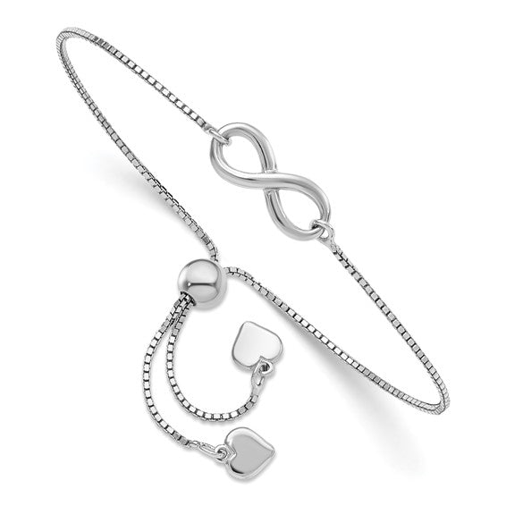 Sterling Silver Rhodium-Plated Infinity Adjustable Bracelet