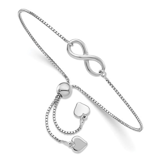 Sterling Silver Rhodium-Plated Infinity Adjustable Bracelet