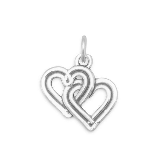 Oxidized Sterling Silver Hearts Entwined Reversible Charm