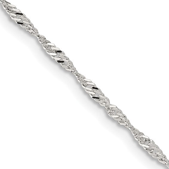 Sterling Silver Singapur Chain, 2.2mm - Various lengths