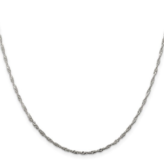 Sterling Silver Singapur Chain, 2.2mm - Various lengths