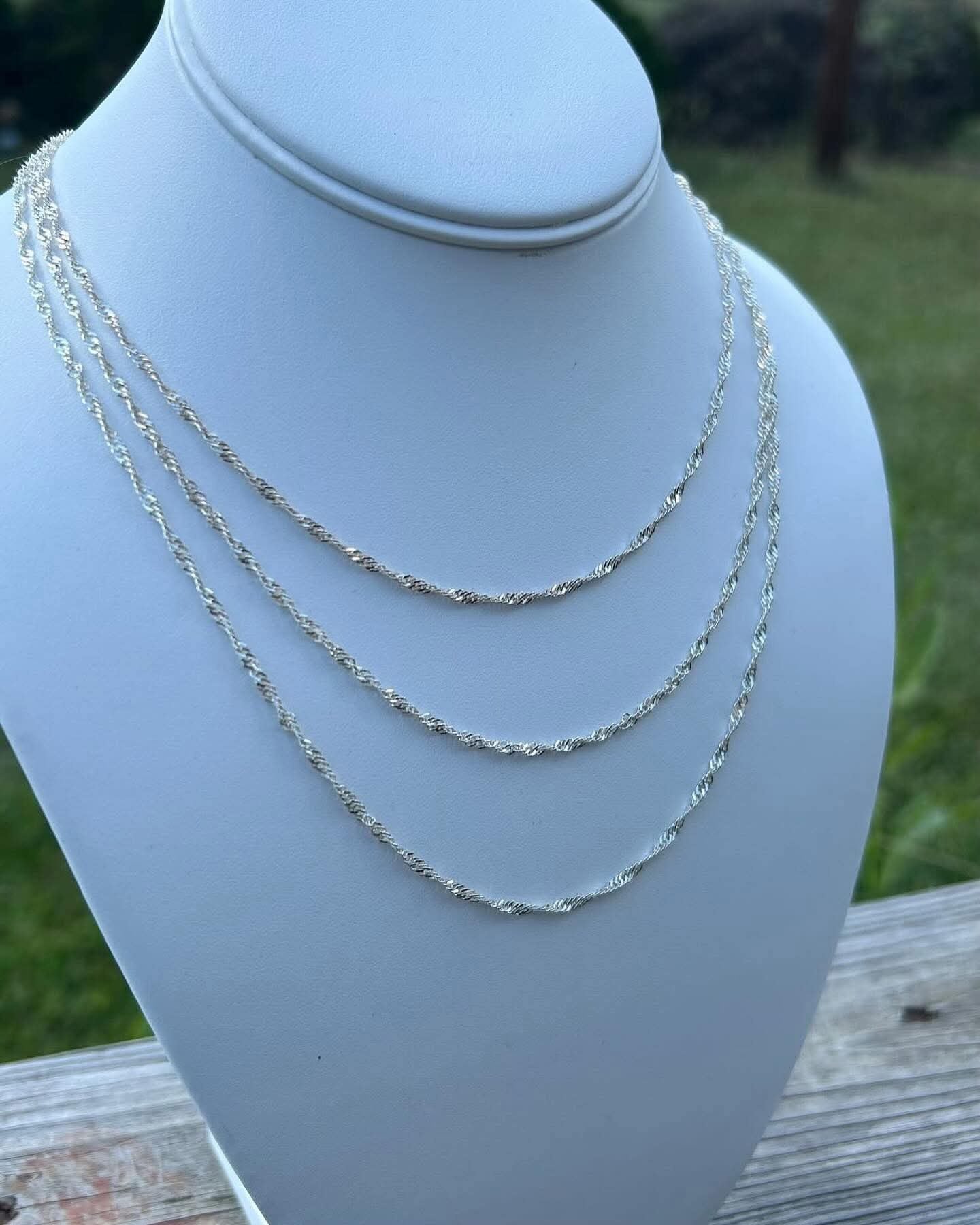 Sterling Silver Singapur Chain, 2.2mm - Various lengths