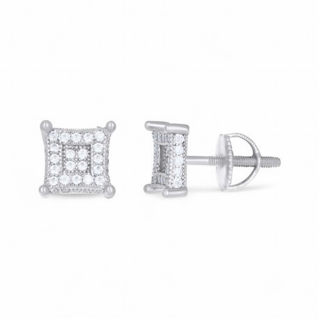 7mm Sterling Silver Moissanite Pave Earrings - 0.48 Ctw