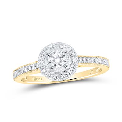 Diamond Engagement Ring 3/8 Ct tw Round Halo 14k Gold