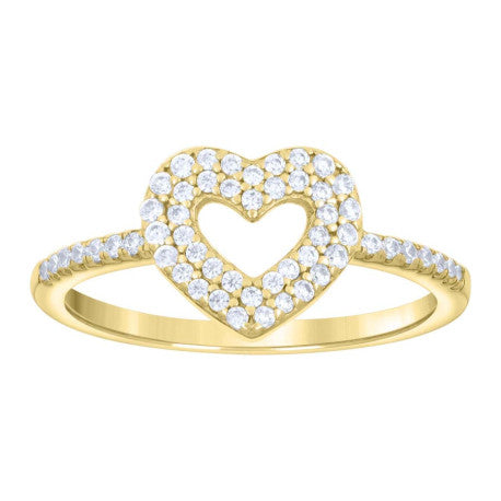 Yellow Sterling Silver CZ Heart Ring