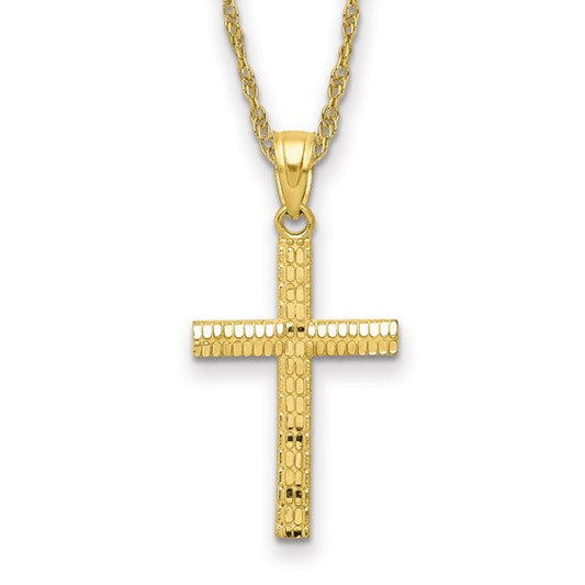 10k Diamond Cut Cross Necklace