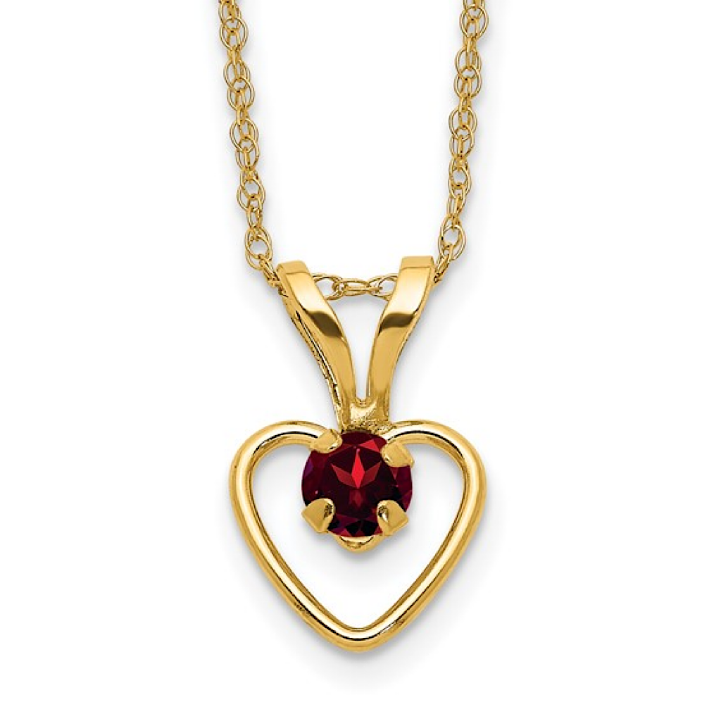 14k Gold Birthstone Heart Necklace