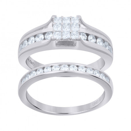Square Pave Princess Eternity Set - Wedding & Engagement Rings - Joyi Jewelers
