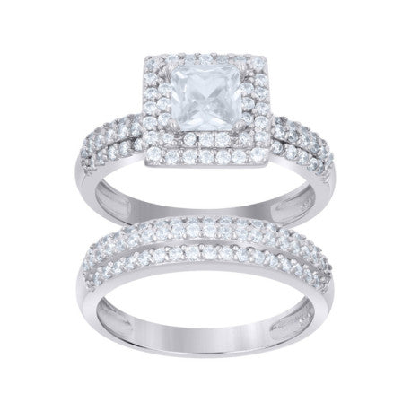 Cushion Cut Double Eternity - Silver Wedding and Engagement Ring - Joyi Jewelers