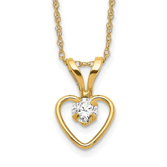 14k Gold Birthstone Heart Necklace