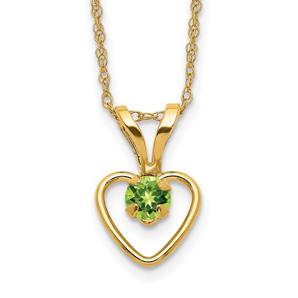 14k Gold Birthstone Heart Necklace