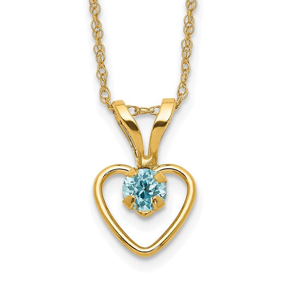 14k Gold Birthstone Heart Necklace