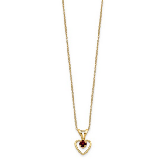 14k Birthstone Heart Necklace