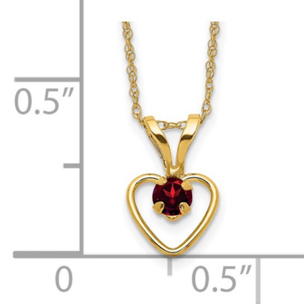 14k Gold Birthstone Heart Necklace