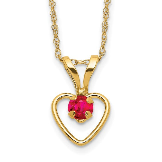 14k Gold Birthstone Heart Necklace