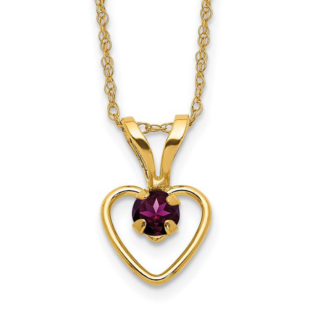 14k Gold Birthstone Heart Necklace