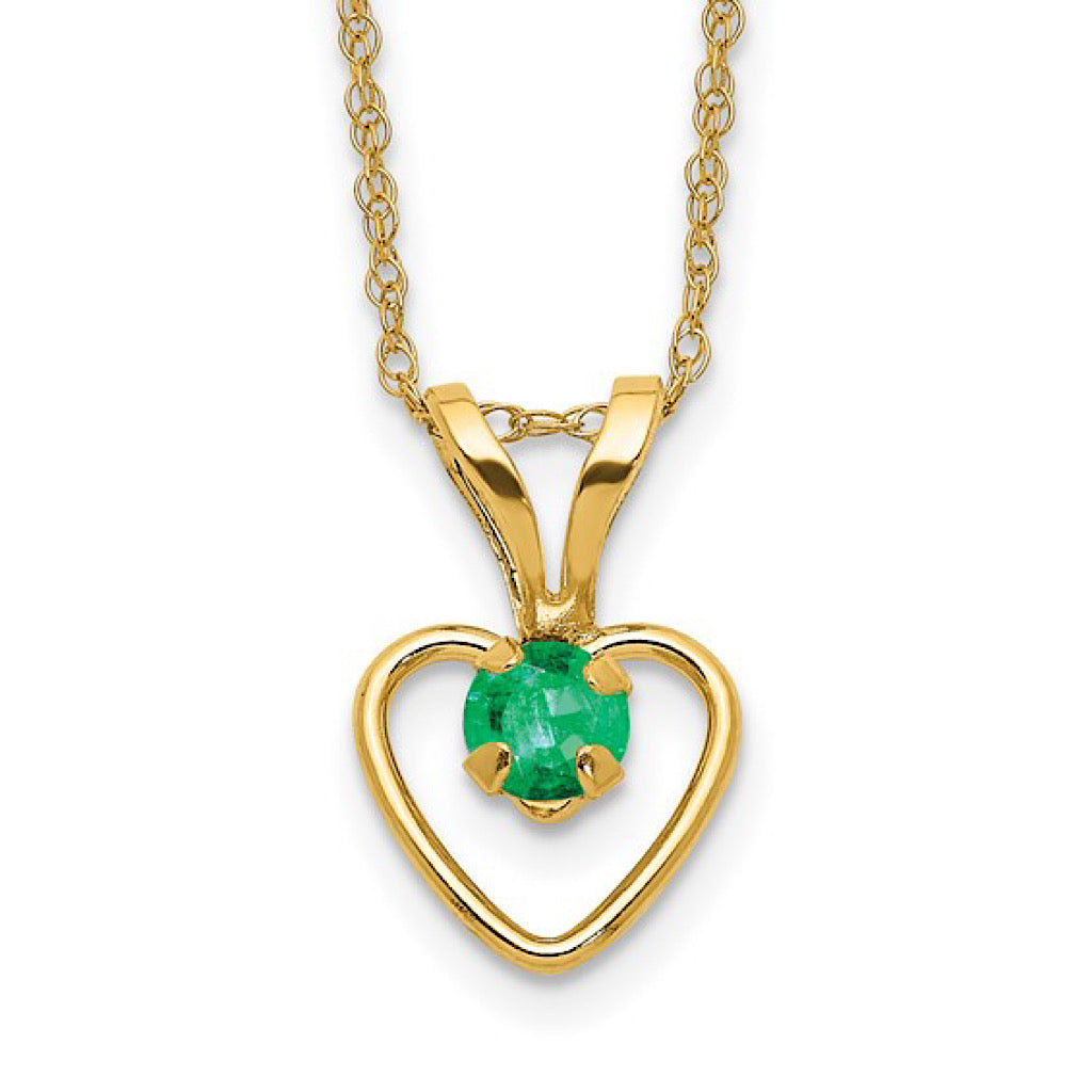 14k Gold Birthstone Heart Necklace