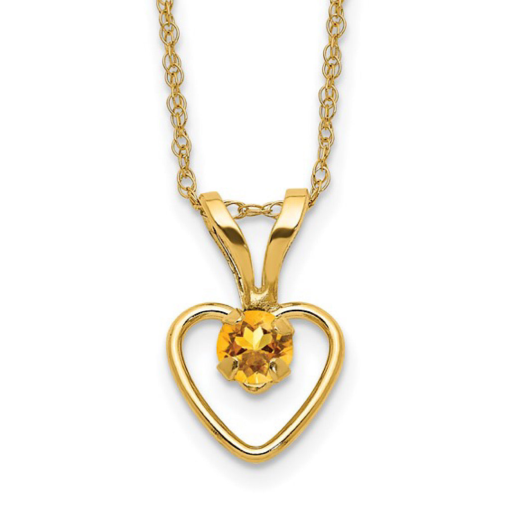 14k Gold Birthstone Heart Necklace